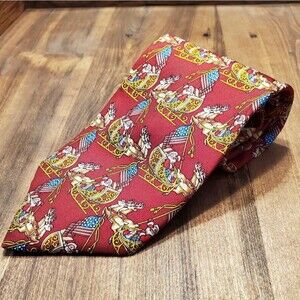 Holiday Santa American Flag JCPenney All Silk Neck Tie